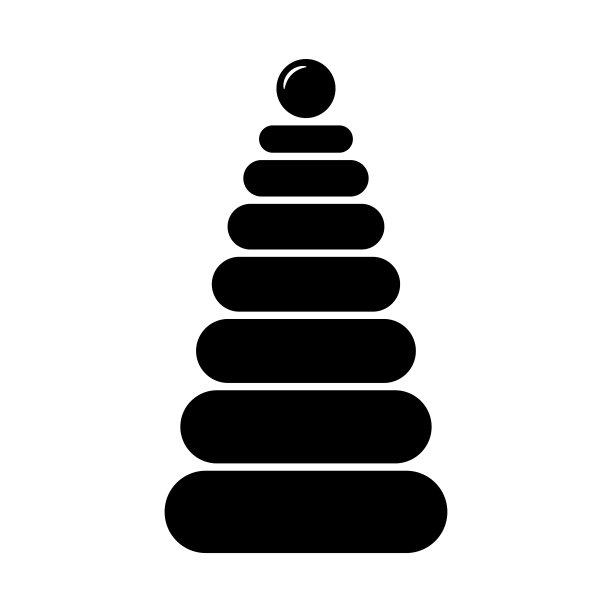 金字塔玩具图标。黑色的轮廓。正面的看法。矢量简单的平面图形插图。白色背景上的孤立物体。隔离。图片下载