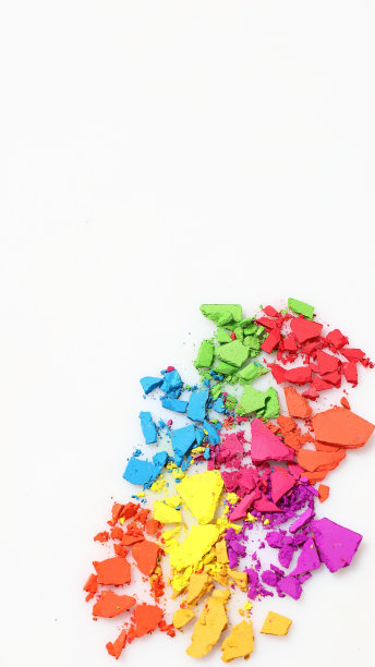 明亮的颜色眼影调色板上的白色图片下载