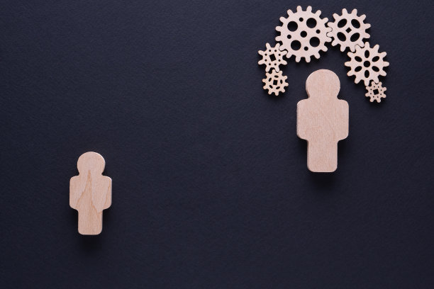 抽象的人与齿轮-概念的业务，功能，效率，联锁部件。图片下载