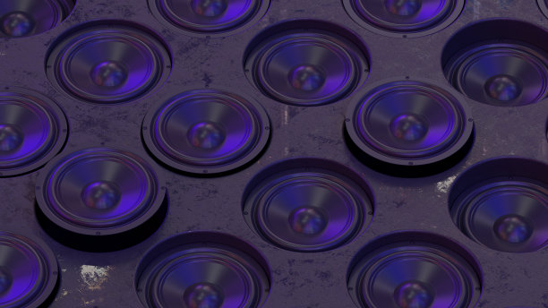 音频扬声器背景与霓虹灯图片下载