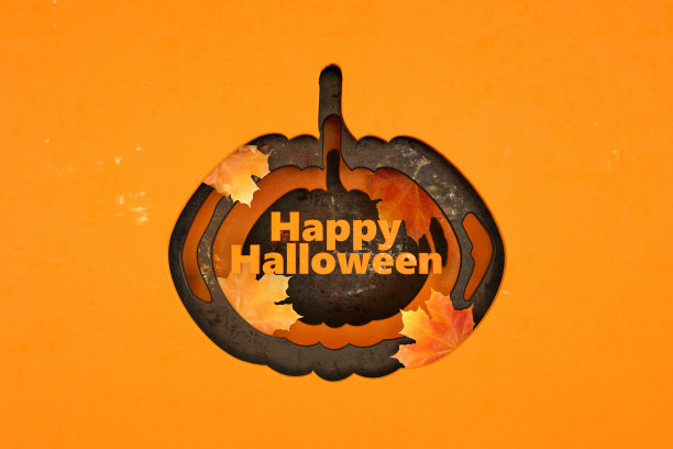 万圣节的3D分层效果南瓜图片下载