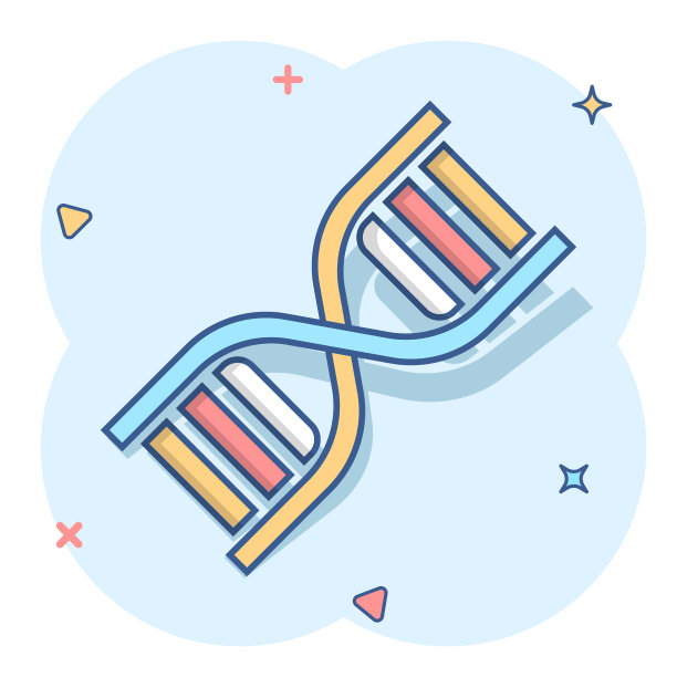 漫画式药物分子中的卡通DNA图标图片下载