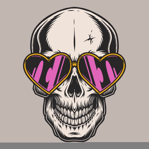 派对骷髅彩色贴纸复古图片下载