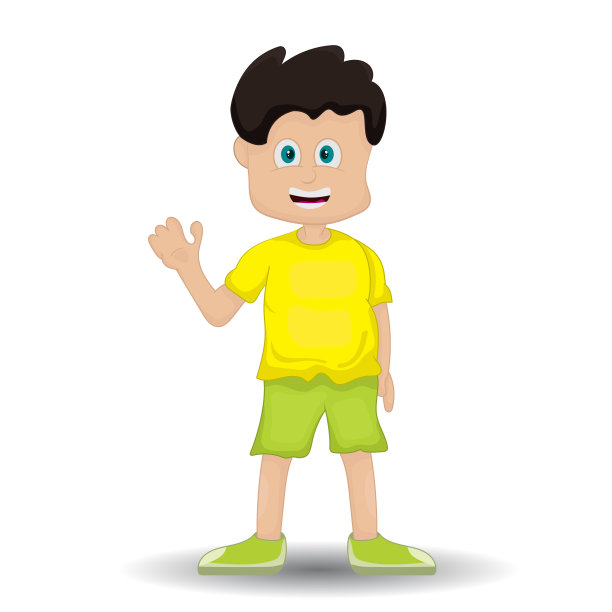 卡通小孩站着挥手图片下载