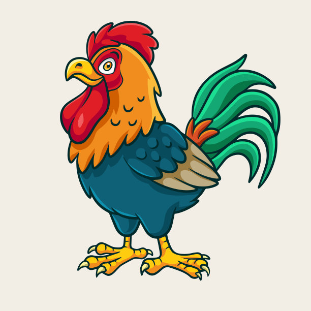 卡通红色公鸡站着微笑图片下载