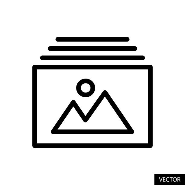 图片库，相册矢量图标在线风格设计孤立的白色背景。可编辑的中风。图片下载