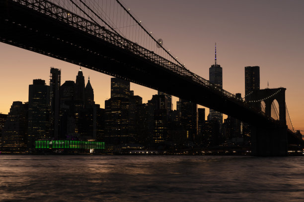 布鲁克林大桥的天际线图片下载