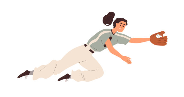 棒球手戴着手套接球图片下载