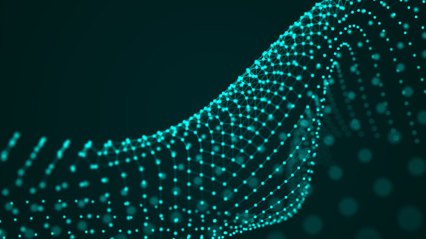 未来的波点。抽象背景与动态波。数据技术说明。图片下载