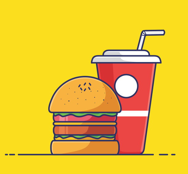 小包装汉堡可乐饮料卡通食品图片下载