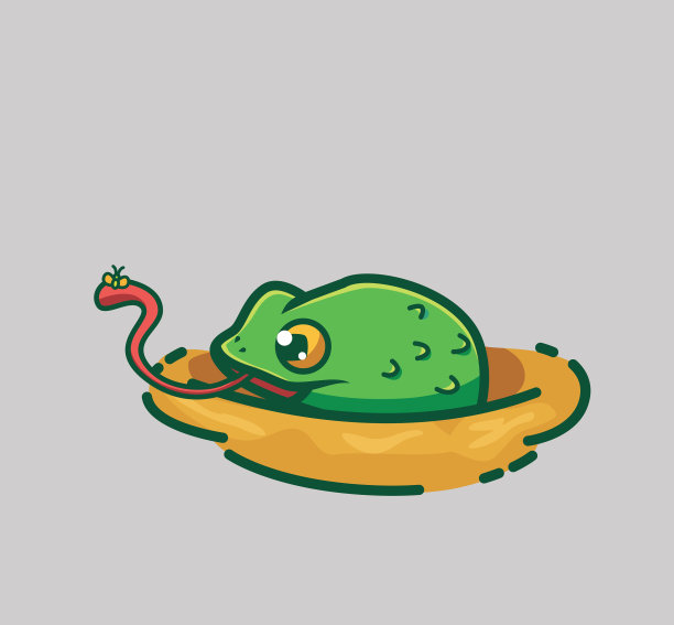 可爱的青蛙抓虫子在泥卡通动物图片下载