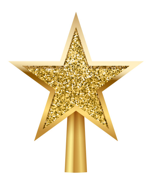 圣诞金树顶饰，3d星星装饰装饰设计的圣诞树顶部图片下载