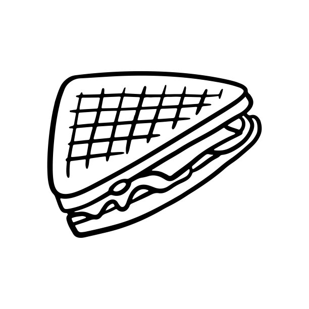 三角形三明治手绘轮廓涂鸦矢量插图。烤面包。快餐店菜单和街头小吃包装的绘制。图片下载