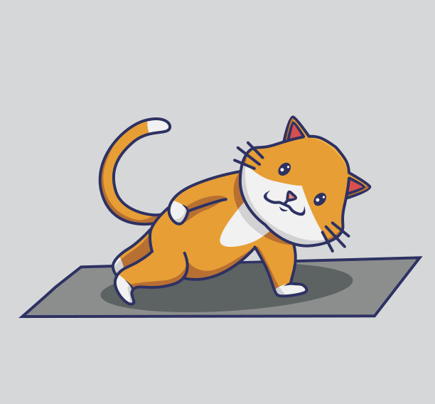 可爱的猫做瑜伽锻炼动物孤立图片下载