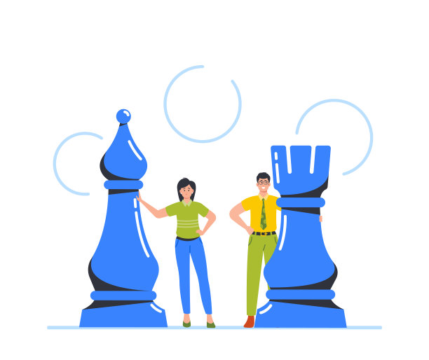 善于竞争的商人，男人和女人都在下棋。冲突与反对，商业策略图片下载