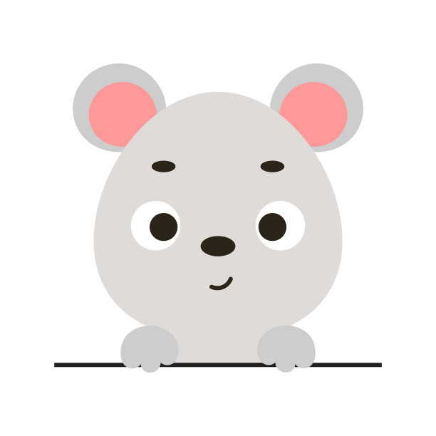 白色背景上可爱的小老鼠头。卡通动物为儿童t恤，托儿所装饰，婴儿淋浴，贺卡，邀请，房子内部。向量股票插图图片下载