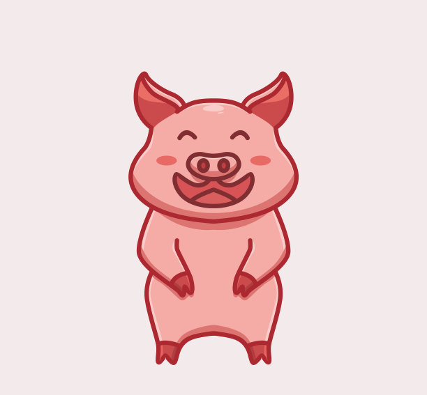 可爱的猪笑卡通动物自然概念图片下载
