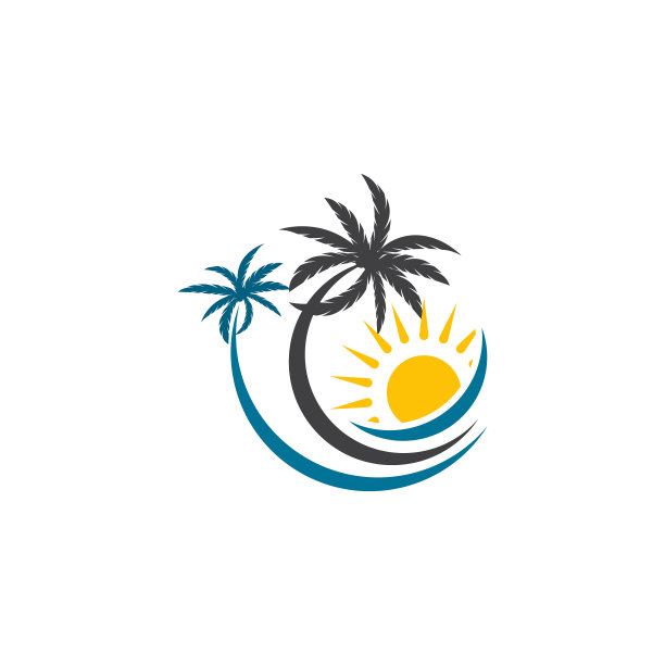 棕榈树夏季标志模板图片下载