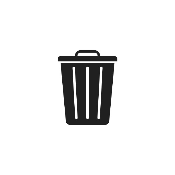 白色背景的黑色回收站图片下载