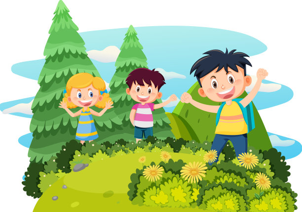 快乐的孩子们在户外的院子里玩耍图片下载