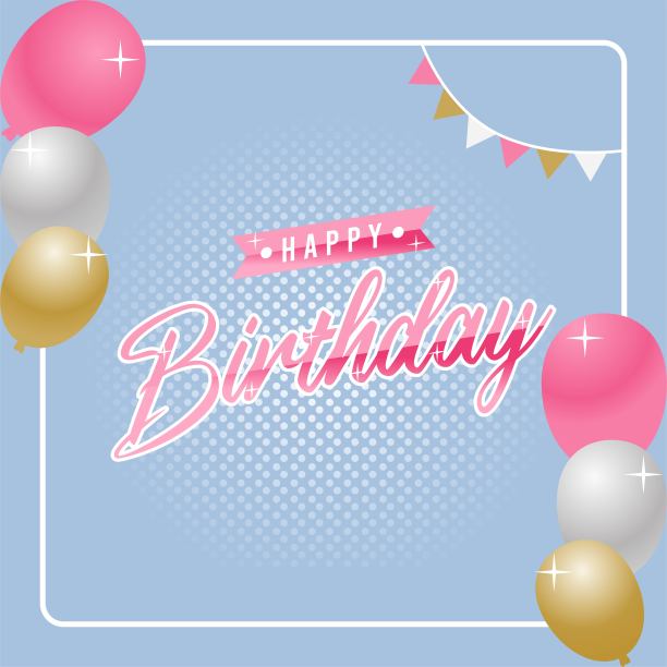 生日快乐字体矢量设计贺卡和海报气球，五彩纸屑和礼品盒，生日庆祝的设计模板。图片下载