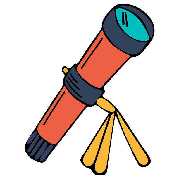 手绘望远镜孤立在白色背景上图片下载