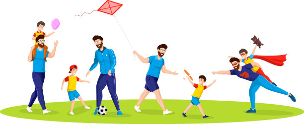 快乐的父亲和儿子休闲户外夏天图片下载