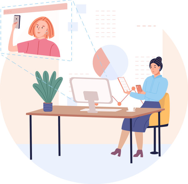 商业女性与合作伙伴在线交流图片下载