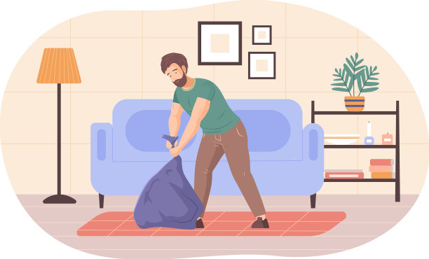 男子拿着垃圾袋站在图片下载