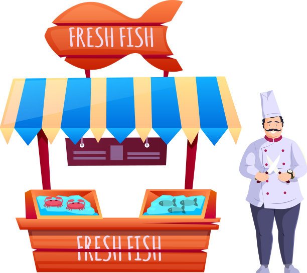 街市上卖海鲜的人心情愉快图片下载