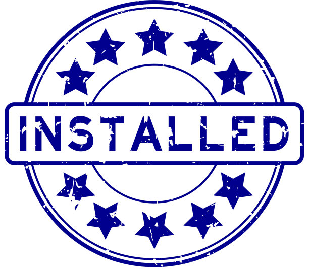 垃圾蓝色安装文字与星星图标圆图片下载