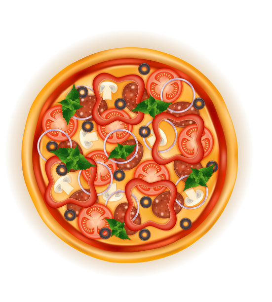 大圆披萨，奶酪，西红柿，意大利腊肠，橄榄图片下载