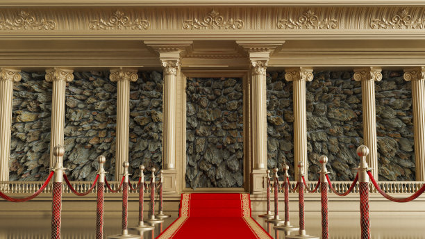 金柱配石头。古石墙无缝背景，图片下载