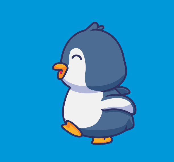 可爱的企鹅行走孤立的卡通动物图片下载