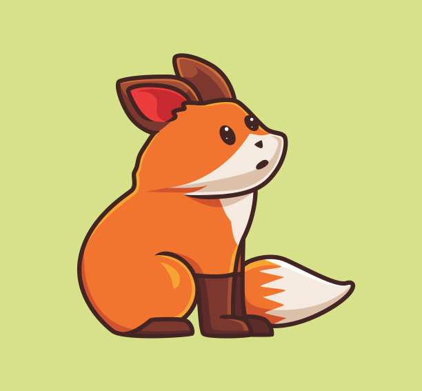 可爱的狐狸坐在孤立的卡通动物自然图片下载