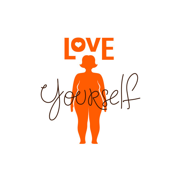 爱自己的概念轮廓胖加上尺寸图片下载