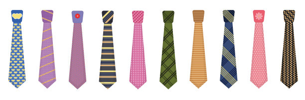 男人配件领带设置彩色领带图标图片下载