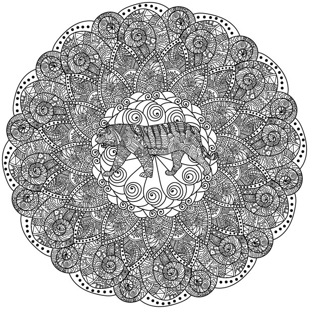 华丽的曼荼罗象征东方星象虎图片下载