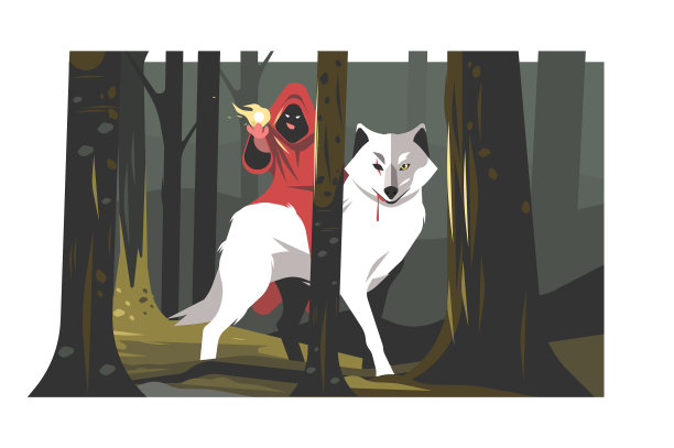 巫师魔术师的人物上白狼图片下载