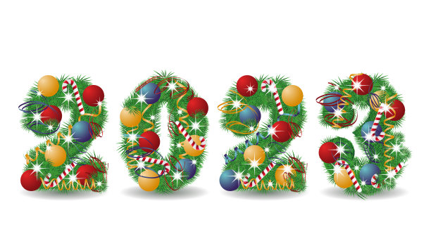 2023年新年快乐横幅与圣诞球图片下载