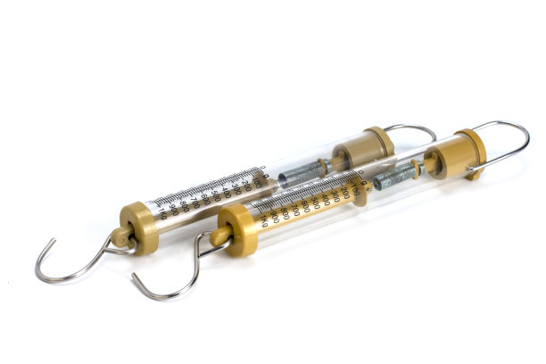 紧凑型弹簧平衡器与钩隔离在白色背景上图片下载