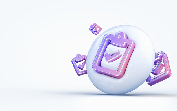 逼真的3d渲染剪贴板检查标志3d渲染图标上的白色图片下载