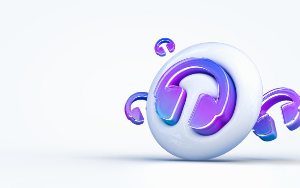 逼真的3d渲染耳机标志3d渲染图标上的白色光泽图片下载