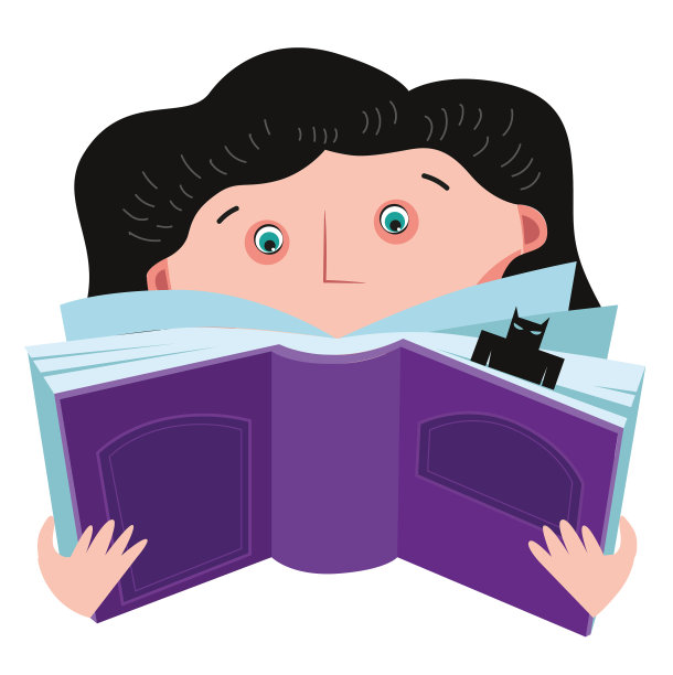 女孩读白底书图片下载