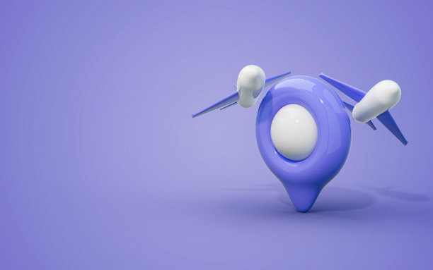 环球旅行飞机飞行，点位置标记3d图片下载