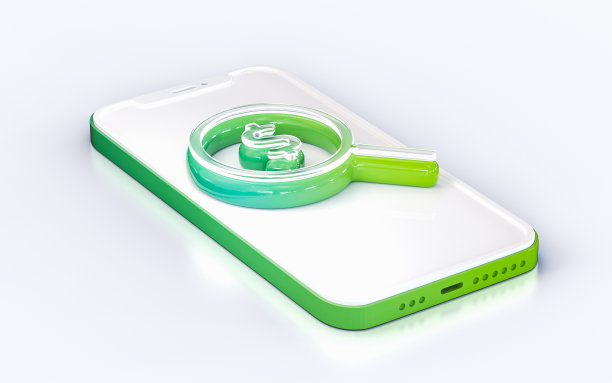 美元搜索标志上的手机隔离白色背景3d渲染图片下载