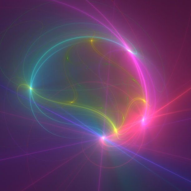 抽象分形艺术背景。霓虹色的极简发光线条图片下载