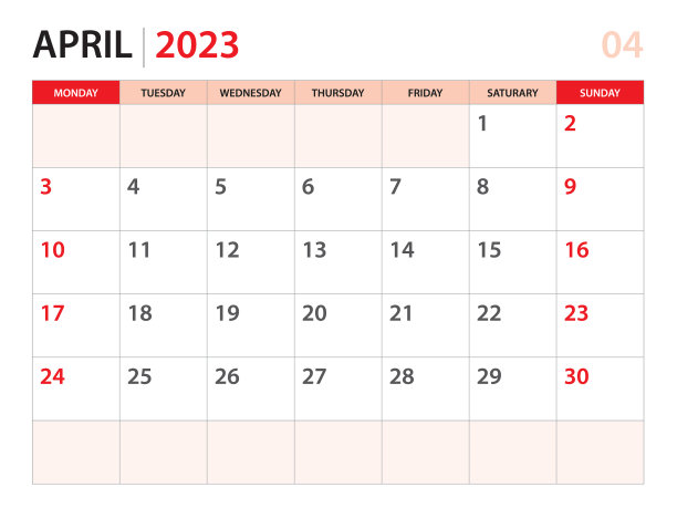 日历规划器2023 - 2023四月模板图片下载