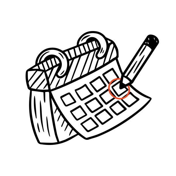 手绘日历涂鸦图标孤立绘图图片下载