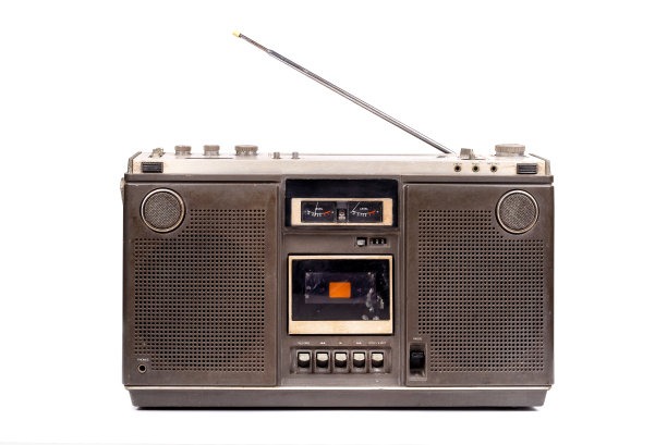 复古便携式立体声收录机孤立在白色背景图片下载